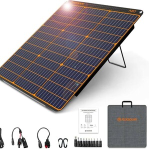 FlexSolar 60W ソーラーパネル Type-C/QC3.0*2/DC5521 ポート折り畳み式 太陽光パネル IP65 防水ソーラーチャージャー 単結晶ETFE素材