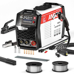 半自動溶接機 120AノンガスMIG/アーク溶接/lift TIG 100V/200V兼用 インバーター直流溶接機 MIG溶接 半自動 LEDスクリーン