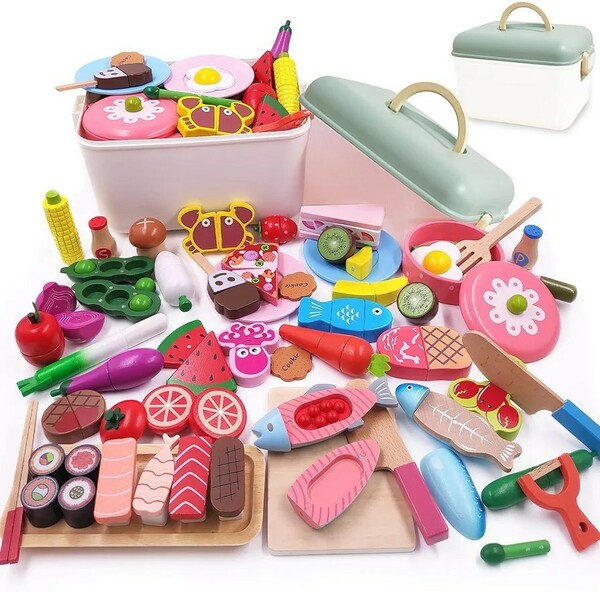 おままごと キッチン セット 木製 子供 知育玩具 DIY 寿司 海鮮 野菜 果物 切る遊び 食材 食器 親子遊び キッチン おもちゃ プレゼント
