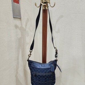 コーチ/COACH ショルダーバッグ ブラック/黒 レディース レザー/キャンパス 斜め掛けの画像1