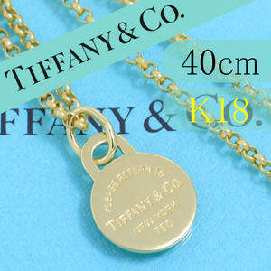  Tiffany TIFFANY K18YG return tu Circle tag necklace 