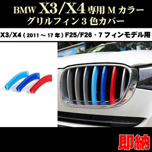 BMW X3/X4用 F25/F26 Mカラー フロント グリル フィン 3色カバー 11～17年モデル向