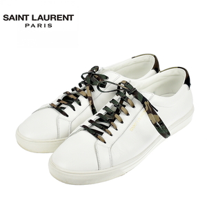 SAINT LAURENT サンローラン 611350 ANDY LOW スニーカー 迷彩 サイズ42 ホワイト【A01590】