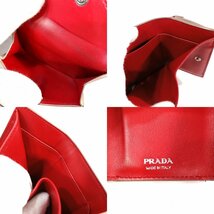 プラダ サフィアノ ミニウォレット Wホック 三つ折り コンパクト 財布 レディース ピンクベージュ系 PRADA 中古 ★_画像10