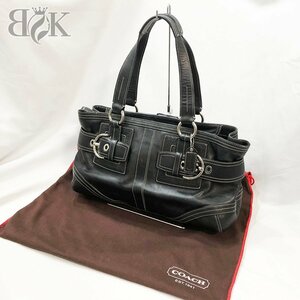 コーチ ソーホー レザー サッチェル ショルダーバッグ 2116 ブラック×シルバー金具 レディース COACH ★