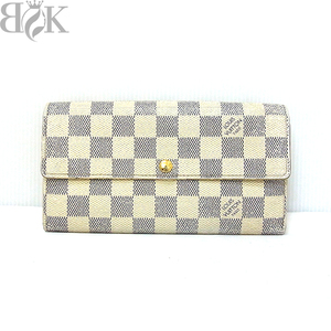 ヴィトン N61735 アズール ポルトフォイユ サラ フラップ長財布 ダミエ LOUIS VUITTON ∞