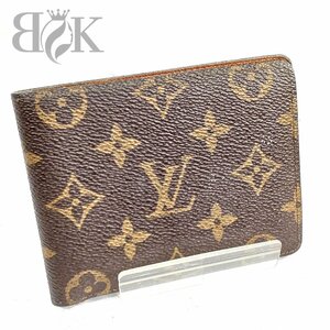 ルイヴィトン モノグラム ポルトフォイユ ミュルティプル M60895 二つ折り財布 札入れ レディース LOUIS VUITTON 中古 ★