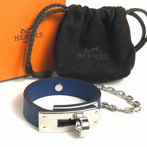 【ほぼ未使用】HERMES エルメス グローブホルダー ケリー ブルー×シルバー