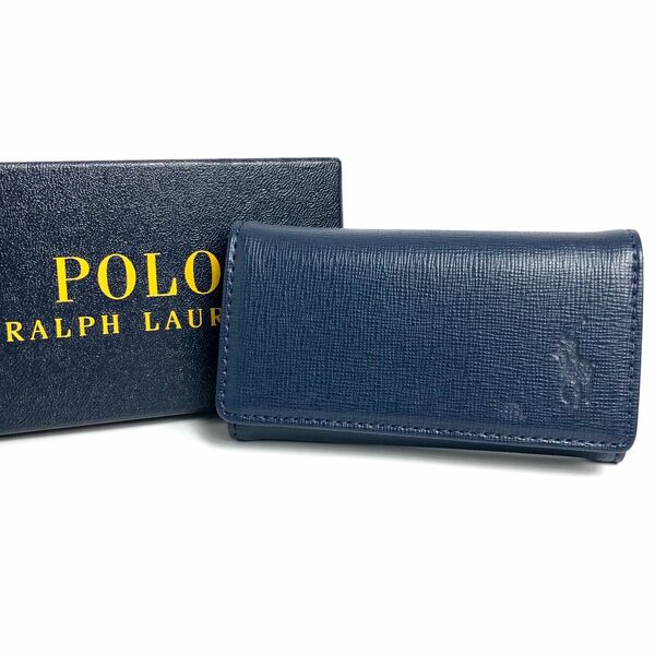 【ほぼ未使用】POLO RALPH LAUREN ラルフローレン 5連キーケース ネイビー レザー メンズ