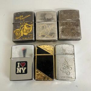 1円スタート 激レア ZIPPO ジッポー 喫煙具 シルバーカラー ゴールドカラー バイク ハート ニューヨーク NY オイルライター 1919 11-2