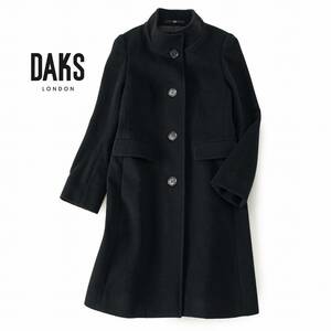 美品★DAKSダックス★38size/9号★ウールアンゴラ混コート黒Z218