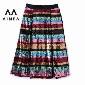 美品★アイネア6.2万★40size/9号★スパンコールスカートQ011