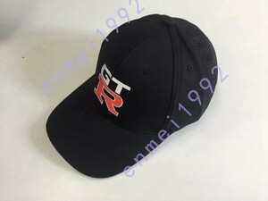 日産ニッサンGTR用★スポーツ コットンツイル 帽子 自動車 刺繍ロゴ付き フリーサイズ ブラック CAP 野球帽 調節可能 新品未使用