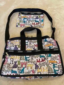 LeSportsac レスポートサック ボストンバッグ 猫柄【新品・未使用】