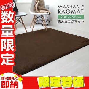 【限定セール】ラグ カーペット ラグマット Lサイズ 200x250cm 3畳 厚手 床暖房 低反発 絨毯 北欧 リビングマット 滑り止め ブラウン