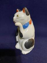 猫 古い招き猫 高さ約13.5cm 猫置物 陶磁器 彩色 縁起物_画像8