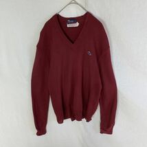 70's IZOD LACOSTE Ｖネックニットセーター　古着　キッズ20サイズ　ワインレッド　ヴィンテージ_画像1