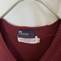 70's IZOD LACOSTE Ｖネックニットセーター　古着　キッズ20サイズ　ワインレッド　ヴィンテージ_画像4