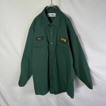 CINTAS アメリカ製　長袖ワークシャツ　古着　L-LNサイズ　グリーン　ヴィンテージ WORK WEAR_画像1