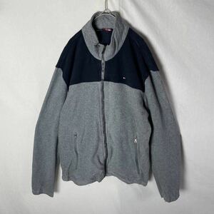 TOMMY HILFIGER フリースジャケット　古着　グレー　XLサイズ