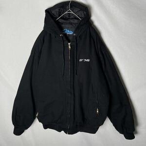 tri mountain ダックワークジャケット　フーディ　古着　XLサイズ　ブラック　ヴィンテージ WORK WEAR 中綿入り