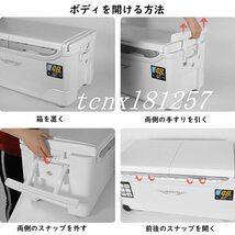 釣り用クーラーボックス 大容量 大型48L 座れる頑丈マッスルボディ 防水 サイドハンドル キャスター付 釣り 保冷力150h 水栓付き_画像5