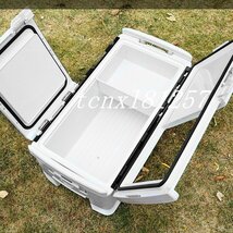 釣り用クーラーボックス 大容量 大型48L 座れる頑丈マッスルボディ 防水 サイドハンドル キャスター付 釣り 保冷力150h 水栓付き_画像2