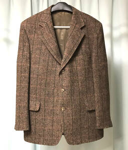 USA製 ★ Harris Tweed ハリスツイード ジャケット ブラウン系【PURE SCOTTISH WOOL 100%】(sizeL) ★ 極上美品 / ビンテージ アメリカン