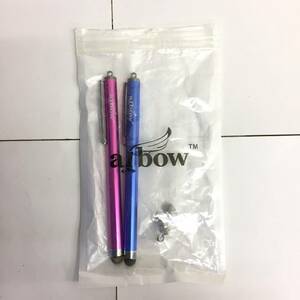 [雑貨] タッチペン：2本セット「aibow」青：ブルー系 紫：パープル系 予備のペン先付き