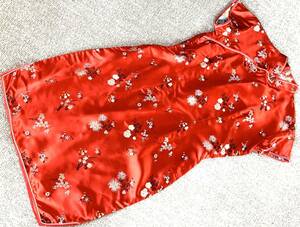 67　上質つるつるサテン　チャイナドレス　赤　　　　