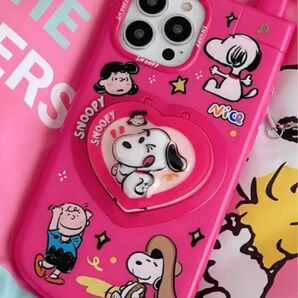 新品未使用 iphone15用 スマホケース スヌーピー ミラーつき snoopy