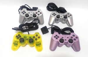 PS2コントローラー4個セット「ジャンク品」 サクラピンク レモンイエロー シルバーデュアルショック ソニー SONY プレイステーション