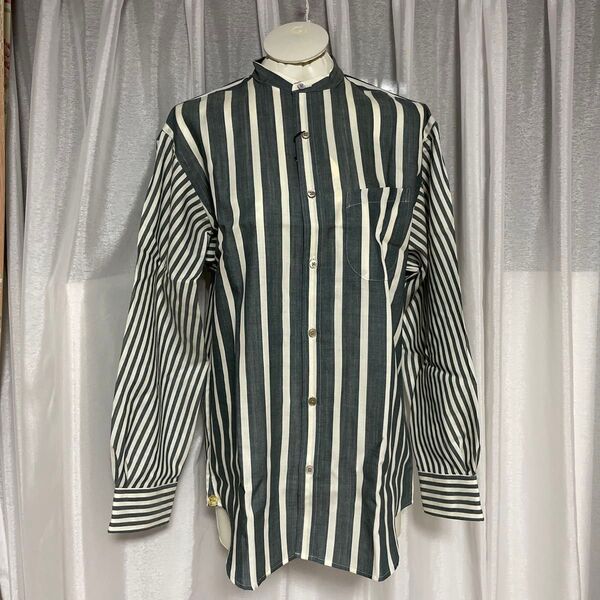 Paul smith collection グリーン ボーダー ストライプシャツ ホワイト 長袖シャツ 柄