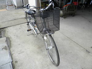 マルキン自転車 ママチャリ 26インチ 3段ギア シルバー かご ライト 鍵 標準搭載