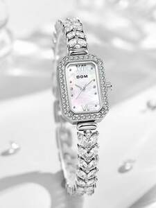 腕時計 レディース クォーツ 女性用の小さなアワビダイヤルと宝石をちりばめたストラップ付きのドム腕時計1個、ユニークで豪華です。