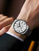 腕時計 メンズ クォーツ 1 新着メンズシルバーステンレススチールバンドハイエンドビジネス & カジュアル腕時計高い外観価値_画像6