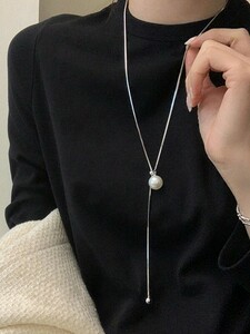 レディース ジュエリー ネックレス シンプルで高級感のあるネックレス 真珠装飾 チタンスチール 使用