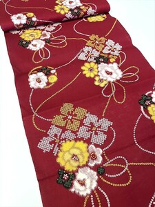  цветок ..* утилизация юката ткань край порванный ткань прекрасный товар красный букет 240105