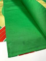 花とら●リサイクル帯　袋帯　4本まとめて　金　フォーマル　使用可能　亀甲　流水に破れ色紙　欧風文様　緑地　リメイク　　240110_画像4