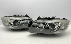 割れ無 美品 BMW E90 E91 3シリーズ 純正 HID キセノン ヘッドライト ヘッドランプ 左右セット 631169427409/631169427399 (C103)