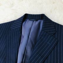 麻布テーラー　azabu tailor　スーツ　セットアップ　テーラードジャケット　M　ネイビー　ストライプ　総裏　サイドベンツ　ウール_画像6