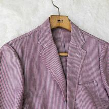 トゥモローランド　TOMORROWLAND　テーラードジャケット　サイズ50　ピンク　ストライプ　綿　麻　センターベンド　コットンリネン　メンズ_画像6