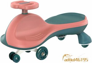 爆売り！子供乗用車 誕生日プレゼント ベビーカー スィングカー 学歩車 回転式 静音 発光ホイールが付き (オレンジ)