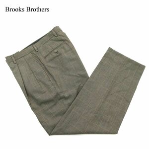 Brooks Brothers ブルックスブラザーズ 秋冬 ウール100％★ ウインドウペン チェック スラックス パンツ Sz.33　メンズ 灰　A3B05900_C#Q