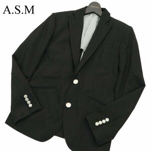 A.S.M следы li корм b men через год необшитый на спине серебряный кнопка * 2B tailored jacket блейзер Sz.48 мужской чёрный сделано в Японии ASM A3T15385_C#O