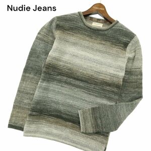 Nudie Jeans ヌーディージーンズ 秋冬 ウール混★ グラデーション ボーダー ニット セーター Sz.XS　メンズ　A3T15446_C#K