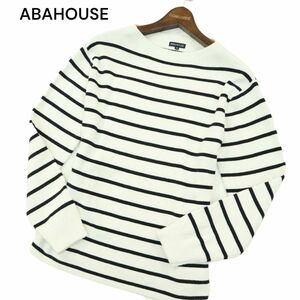 ABAHOUSE Abahouse C/AC чуть более . общий игла тянуть over окантовка * вязаный свитер Sz.44 мужской белый A3T15444_C#K