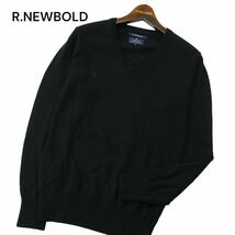 R.NEWBOLD ポールスミス 秋冬 ウール★ ロゴ刺繍 Vネック ニット セーター Sz.M　メンズ 黒　A3T15465_C#K_画像1