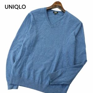 UNIQLO ユニクロ 秋冬 高級 カシミヤ100％★ Vネック ニット セーター Sz.M　メンズ　A3T15464_C#K