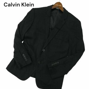 Calvin Klein カルバンクライン 通年 背抜き★ リネン混 ソフト アンコン テーラード ジャケット Sz.M　メンズ 黒 　A4T00043_1#O